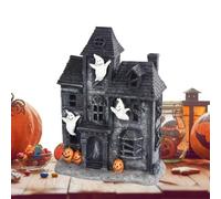 Haunted Village Houses, Spooky LED Light-Up Decor, Tabletop Halloween Centerpieces, Vintage-Inspired Miniatures for Indoor Home, Living Room, Bedroom, Kitchen, Dorm, Black and Brown