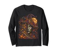 Haunted Witch Mansion Raven Halloween Art Donna Maglia a Manica