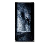 Haunting - Striscione decorativo per porta d'ingresso, motivo misterioso con ombre e nebbia, decorazione per interni ed esterni, per Halloween, 91 x 183 cm