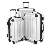 HAUPTSTADTKOFFER - Alex - Set di 3 valigie, 4 Doppie ruote, Nero brillante, (S, M & L), 235 litri, Colore Bianco