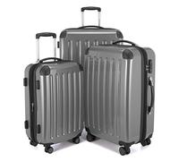 HAUPTSTADTKOFFER - Alex - Set di 3 valigie, TSA, Nero brillante, (S, M & L), 235 litri, Colore Argento
