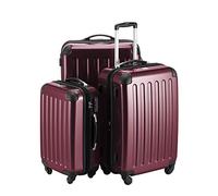 HAUPTSTADTKOFFER - Alex - Set di 3 valigie, Nero brillante, (S, M & L), 235 litri, Colore Bordeaux