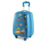 Hauptstadtkoffer - Bagagli per bambini, custodia rigida, bagaglio a bordo per bambini ABS/PC, Blu ciano + adesivo pirati, 30 cm (L) x 22 cm (W) x 48 cm (H), Bagaglio per bambini