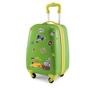 Hauptstadtkoffer - Bagagli per bambini, custodia rigida, bagaglio a bordo per bambini ABS/PC, Verde mela + adesivo pirati, 30 x 22 x 47 cm, Bagaglio per bambini