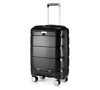 HAUPTSTADTKOFFER - Britz - Bagaglio a mano con scomparto per laptop, trolley cabina valigia rigida leggera, TSA, 4 ruote, 55 cm, 34 L, Nero