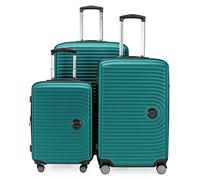 HAUPTSTADTKOFFER Mitte - Set di 3 Valigie - Valigia Bagaglio a Mano 55 cm, Valigia Media 68 cm + Valigia da Viaggio Grande 77 cm, Guscio Rigido ABS, TSA, Turchese