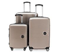 HAUPTSTADTKOFFER Mitte - Set di 3 Valigie - Valigia Bagaglio a Mano 55 cm, Valigia Media 68 cm + Valigia da Viaggio Grande 77 cm, Guscio Rigido ABS, TSA, Champagne
