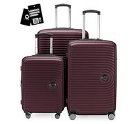 Hauptstadtkoffer Mitte - Set valigie 3 pezzi, valigia cabina 55 cm, valigia media 68 cm, valigia grande 77 cm, valigie rigide ABS, serratura TSA + Etichetta bagaglio digitale, Borgogna