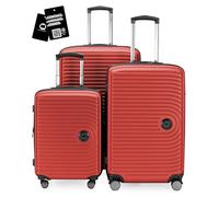 Hauptstadtkoffer Mitte - Set valigie 3 pezzi, valigia cabina 55 cm, valigia media 68 cm, valigia grande 77 cm, valigie rigide ABS, serratura TSA + Etichetta bagaglio digitale, Rosso