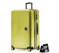 Hauptstadtkoffer Mitte - Valigia grande rigida 77 cm estensibile, valigia da stiva, serratura TSA, 4 ruote doppie, trolley da viaggio, 130 L + Etichetta bagaglio digitale, Felce