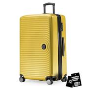 Hauptstadtkoffer Mitte - Valigia grande rigida 77 cm estensibile, valigia da stiva, serratura TSA, 4 ruote doppie, trolley da viaggio, 130 L + Etichetta bagaglio digitale, Giallo