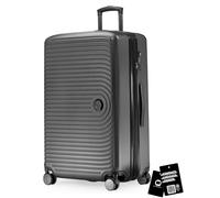 Hauptstadtkoffer Mitte - Valigia grande rigida 77 cm estensibile, valigia da stiva, serratura TSA, 4 ruote doppie, trolley da viaggio, 130 L + Etichetta bagaglio digitale, Grafite