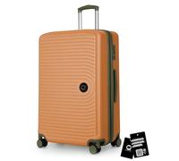 Hauptstadtkoffer Mitte - Valigia grande rigida 77 cm estensibile, valigia da stiva, serratura TSA, 4 ruote doppie, trolley da viaggio, 130 L + Etichetta bagaglio digitale, Albicocca