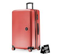 Hauptstadtkoffer Mitte - Valigia grande rigida 77 cm estensibile, valigia da stiva, serratura TSA, 4 ruote doppie, trolley da viaggio, 130 L + Etichetta bagaglio digitale, Corallo