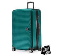Hauptstadtkoffer Mitte - Valigia grande rigida 77 cm estensibile, valigia da stiva, serratura TSA, 4 ruote doppie, trolley da viaggio, 130 L + Etichetta bagaglio digitale, Turchese