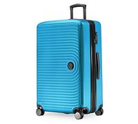 HAUPTSTADTKOFFER - MITTE - Valigia grande rigida, estensibile, bagaglio con volume di espansione di 8 cm, TSA, 4 ruote a doppia ruota, 77 cm, 130 litri, Blu ciano