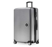 HAUPTSTADTKOFFER Mitte - Valigia Rigida Grande, TSA, 4 Ruote, Bagaglio da Stiva con Espansione di Volume di 8 cm, 77 cm, 130 L, Argento Opaco