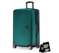 Hauptstadtkoffer Mitte - Valigia rigida media 68 cm estensibile, valigia da stiva, serratura TSA, 4 ruote doppie, trolley da viaggio, 88 L + Etichetta bagaglio digitale, Turchese