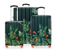 Hauptstadtkoffer Q-Damm - Set di 3 valigie rigide con 4 ruote, trolleys a guscio rigido nelle taglie: cabina + media + grande, policarbonato/ABS, TSA, design Pappagallo