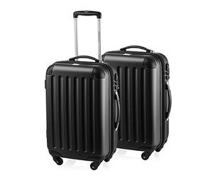 HAUPTSTADTKOFFER - Spree - Set di 2 Valigie Trolley rigido con estensione, ABS, TSA, 4 ruote, 55cm, Nero