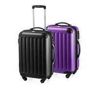HAUPTSTADTKOFFER - Spree - Set di 2 Valigie Trolley rigido con estensione, ABS, TSA, 4 ruote, 55cm, Nero-Viola
