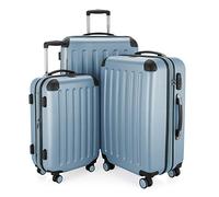 HAUPTSTADTKOFFER - SPREE - Set di 3 valigie, Valigie rigide, Trolley con 4 doppie ruote, Bagaglio da viaggio opaco, Set da viaggio, TSA, (S, M e L), Piscina blu