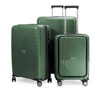HAUPTSTADTKOFFER - TXL - Set di 3 Trolley Valigie rigidi - bagaglio a mano con compartimento per laptop + trolley medio + valigia grande, TSA, Verde Scuro