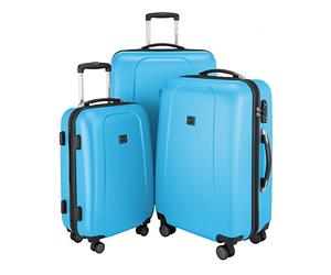 HAUPTSTADTKOFFER - Wedding - Set di 3 Valigie Trolley rigido TSA 4 ruote ABS, (S, M, L), Blu Ciano