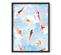 HAUS AND HUES Beach Art Beach Posters - Poster con ragazza surfista, stampe a tema spiaggia, opera d'arte per surf, immagini di scene da spiaggia, decorazione da parete, paesaggi marini sull'oceano,