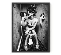 HAUS AND HUES Decorazione da parete per il bagno con ragazza, arte da parete in bianco e nero, decorazione da parete in nero, immagine da bagno per camera da letto, decorazione da parete, arte da