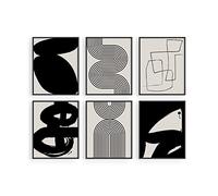 HAUS AND HUES Pittura astratta nera estetica - Set di 6, astratto moderno, nero e grigio, arte astratta a una linea, stampa geometrica, arte murale minimalista (20,3 x 25,4 cm, senza cornice)