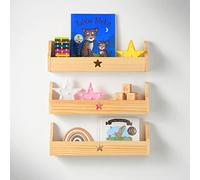Haus Projekt Mensola a Parete per Bambini Stella Scaffale Libreria Bambini, Mensole Cameretta, Organizer, Soluzione di Stoccaggio Multiuso a Parete, Star Chubby Shelf (Pacchetto 3, Pino) 50x10x16cm