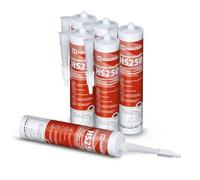 HAUSA Silicone ad alta temperatura HS250 nero, 6 x 300 ml, sigillante resistente al calore + 305 °C, sigillante per incollare, sigillare forni, piani cottura, motori ad asciugatura rapida, resistente