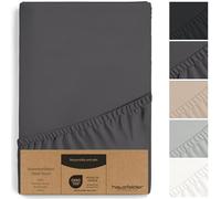 Hausfelder® Lenzuolo con angoli elasticizzati 90x200 cm à 100x200 cm - in 100% jersey di cotone, certificato Oeko-TEX, prodotto in verde, da 5 a 15 cm, altezza da 5 a 15 cm, colore: antracite