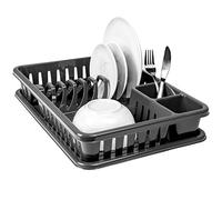 Hausfelder scolapiatti da lavello plastica, scolapiatti per stoviglie con leccarda, scola piatti lavandino