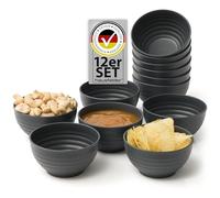 Hausfelder Set di 12 ciotoline per salse da 180 ml, ciotole per snack, mini ciotole tapas, ciotoline per raclette, in plastica, senza melamina, colore antracite nero