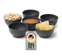 Hausfelder Set di 6 ciotoline per salse da 180 ml, ciotole per snack e tapas, per raclette, in plastica, colore antracite nero (6 x ciotoline 180 ml (Spaceblack))