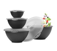 Hausfelder Set di ciotole grande con coperchio, insalatiera plastica, set | Insalatiere con coperchio, set, in plastica, capienti e richiudibili, per servire e conservare