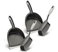 Hausfelder Set di paletta e scopino, set di pulizia con scopino a mano e paletta (2 x scopino a mano e 2 x paletta, grigio antracite)