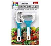 Haushaltshelden Set di 2 pelapatate per verdure in acciaio inox, lama a pendolo, lunghezza 12,5 e 15,5 cm, universale, pelapatate per asparagi in nero, verde o turchese (turchese/blu)