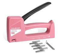 HAUSHOF Graffatrice Manuale con Levapunti Rosa, Graffe Tipo 53, 6-10 mm, Set Sparapunti con 800 Graffette (8 mm)