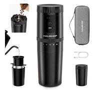 HAUSHOF Macinacaffè Elettrico Portatile Senza Filo con Infusione Integrata, Macinino Ricaricabile, Kit Manuale con Filtro in Acciaio e Tazza Termica da Viaggio, per Campeggio e Outdoor