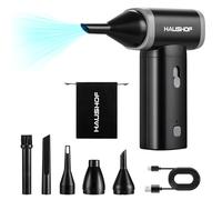 HAUSHOF Mini Soffiatore di Polvere Elettrico, 110000 RPM con Velocità Regolabile, 235g 8V, Ricarica USB-C, Aria Compressa Portatile per Tastiera, Auto, Divano