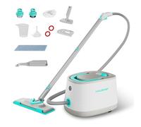 HAUSHOF Pulitore a Vapore Portatile 2000W, 1,5L, 4 Bar, 8 Min Riscaldamento, Lavapavimenti a Vapore Multifunzione con 16 Accessori e Cavo 3m, per Pavimenti, Tappeti, Finestre, Cucina