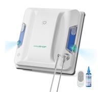 HAUSHOF Robot Lavavetri Finestre, Design Compatto, Doppi Ugelli con Spruzzo Ultrasonico, Percorso Intelligente, 3 Modalità di Pulizia, Trasduttore di Pressione Stabile