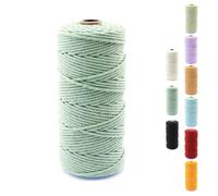 Hausio Filato macramè, 3 mm, 100 m, corda di cotone naturale, corda di cotone, filato a corde, 4 pezzi, filo decorativo, spago, perfetto per lavori artistici fai da te (verde chiaro, 1 pezzo)
