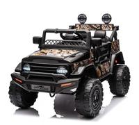 HAUSPROFI Auto elettrica per bambini con telecomando, 12 V, piccolo soffietto fuoristrada, con luce, sospensione e cintura di sicurezza, 2 modalità di funzionamento, LED, Bluetooth, musica, auto