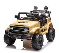 HAUSPROFI Auto elettrica per bambini da 12 V con telecomando, piccolo soffietto fuoristrada con luce, sospensione e cintura di sicurezza, 2 modalità di funzionamento, LED, Bluetooth, musica elettrica