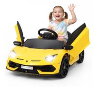 HAUSPROFI Auto elettrica per bambini Lamborghini, 12 V, auto elettrica per bambini con telecomando da 2,4 G, auto elettrica per bambini con porta idraulica, musica, MP3, luce LED, veicoli elettrici da