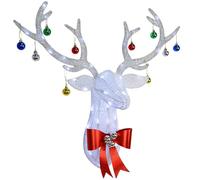 Hausse Decorazione natalizia da parete illuminata, testa di renna, 68,6 cm, pre-illuminata, ghirlanda natalizia da appendere con Rudolph, 8 modalità di illuminazione e timer, funzionamento a batteria
